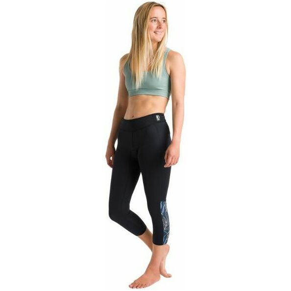 Skins Solace 1.5mm Flatlock 2025 C- Dame 3/4 Våddragt-leggings C-SO15LE34 - Raven Sort/ Tropical